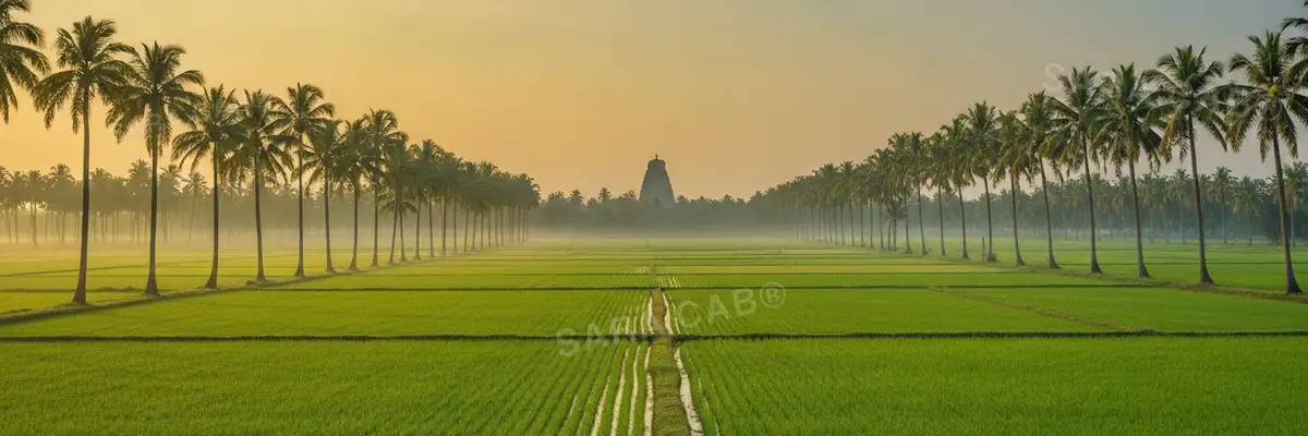 Paddy fields and palms across the Cauvery delta