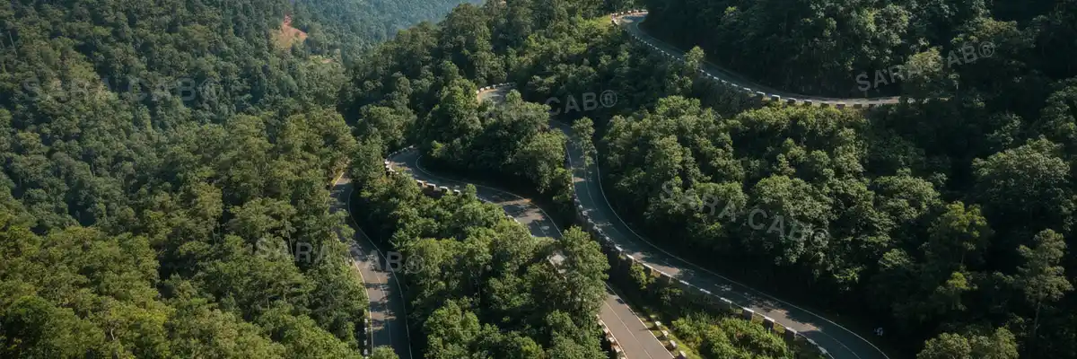 Hairpin bends of the Kallar ghat road climbing to the Nilgiris